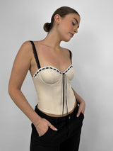 Contrast Ribbon Detail Bustier Corset Top - Vamp Official