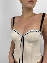 Contrast Ribbon Detail Bustier Corset Top - Vamp Official