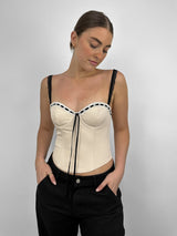 Contrast Ribbon Detail Bustier Corset Top - Vamp Official