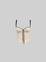 Contrast Ribbon Detail Bustier Corset Top - Vamp Official