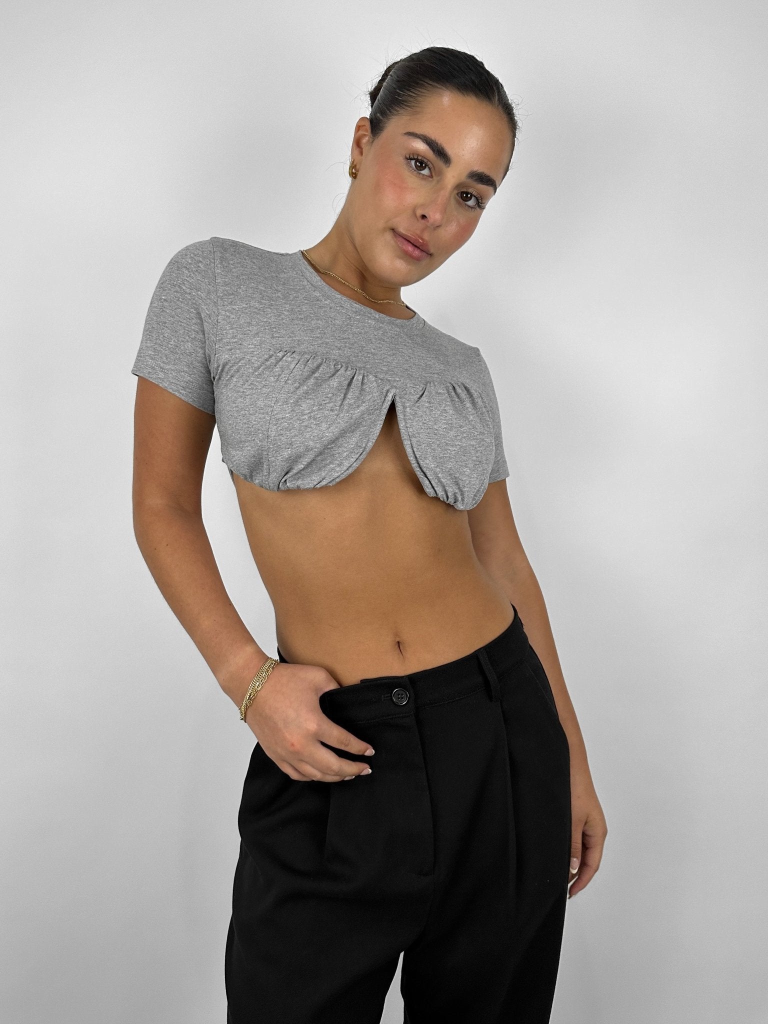 Crew Neck Cropped Underwire Tee - Vamp Official