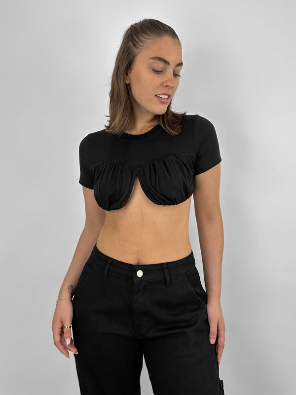Crew Neck Cropped Underwire Tee - Vamp Official