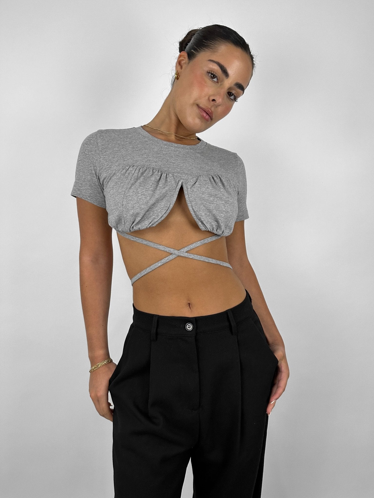 Crew Neck Cropped Underwire Tee - Vamp Official