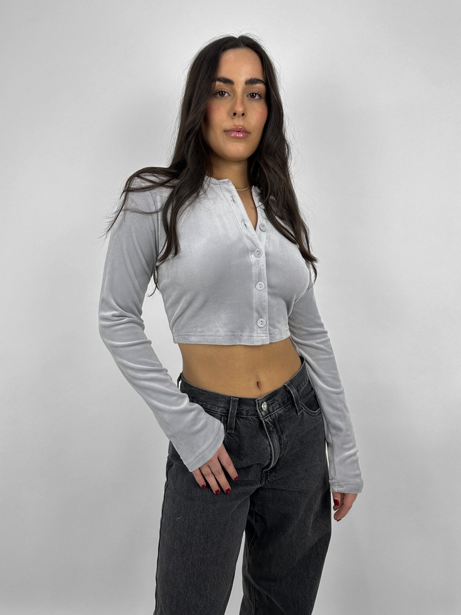 Crewneck Velvet Cardigan - Vamp Official