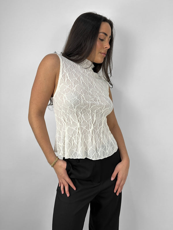 Crinkle Texture Cinched Peplum Tank - Vamp Official