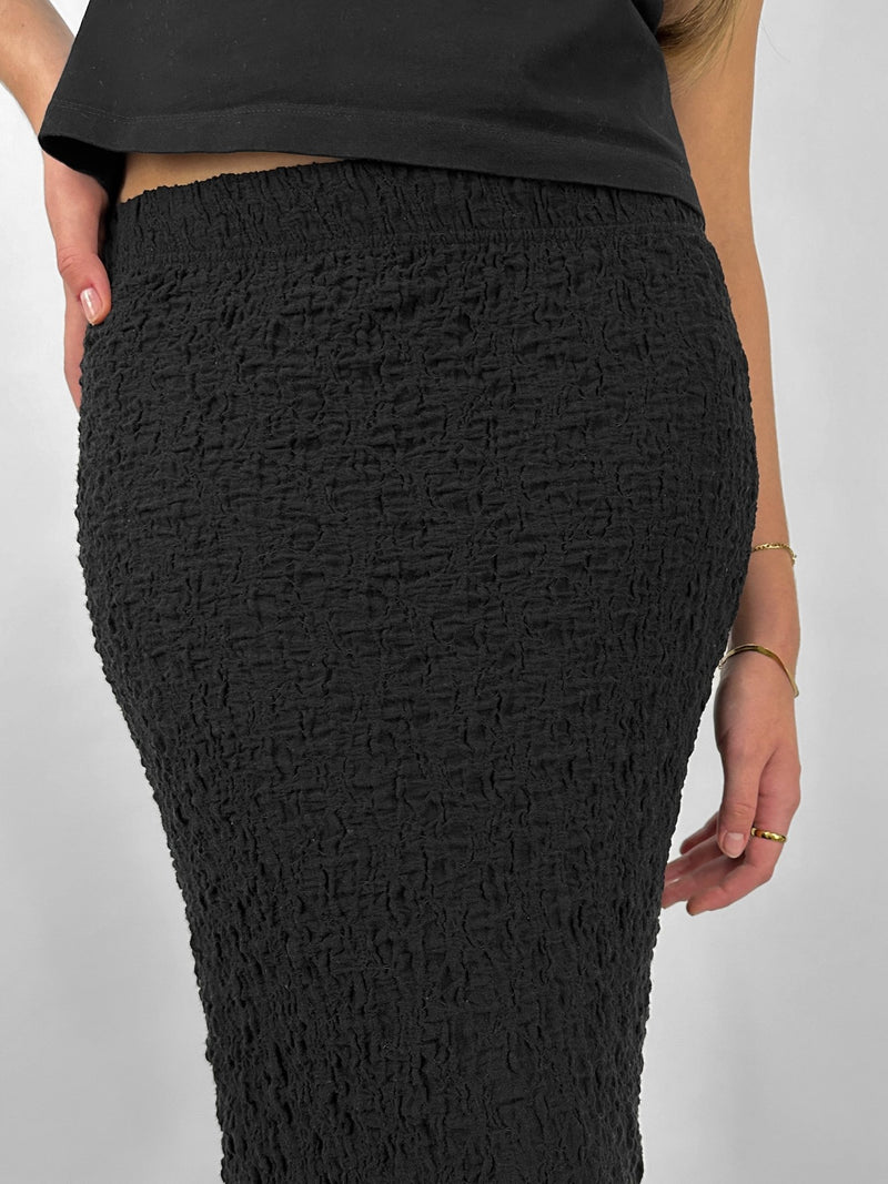 Crinkle Texture Midi Skirt - Vamp Official