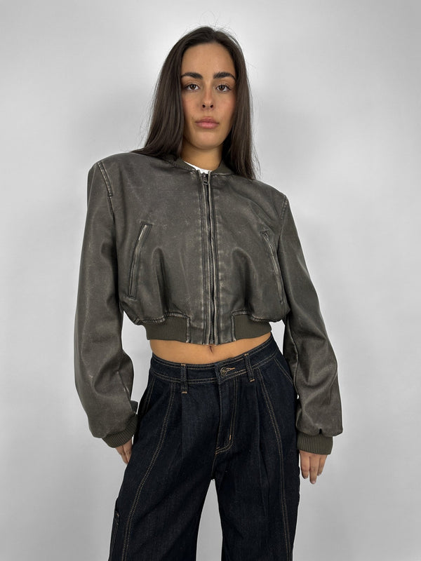 Cropped Utility Bomber Jacket - Vamp Official