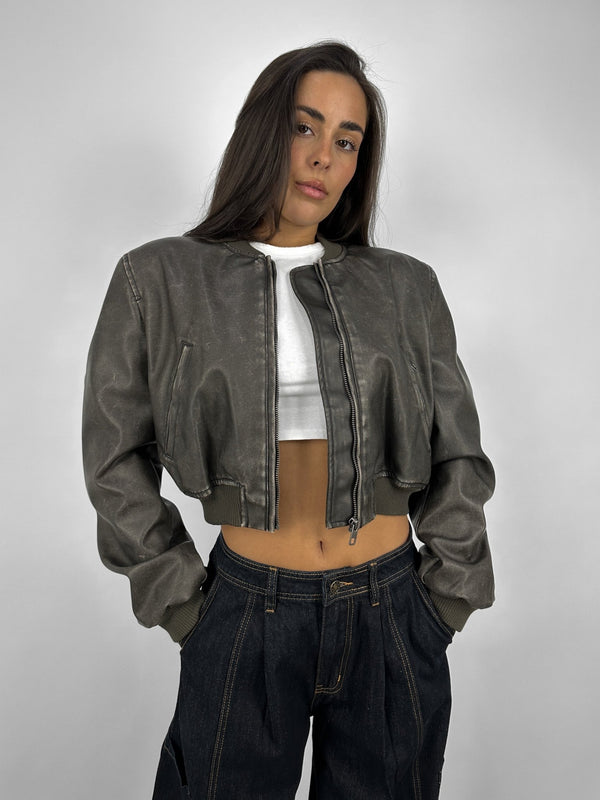 Cropped Utility Bomber Jacket - Vamp Official
