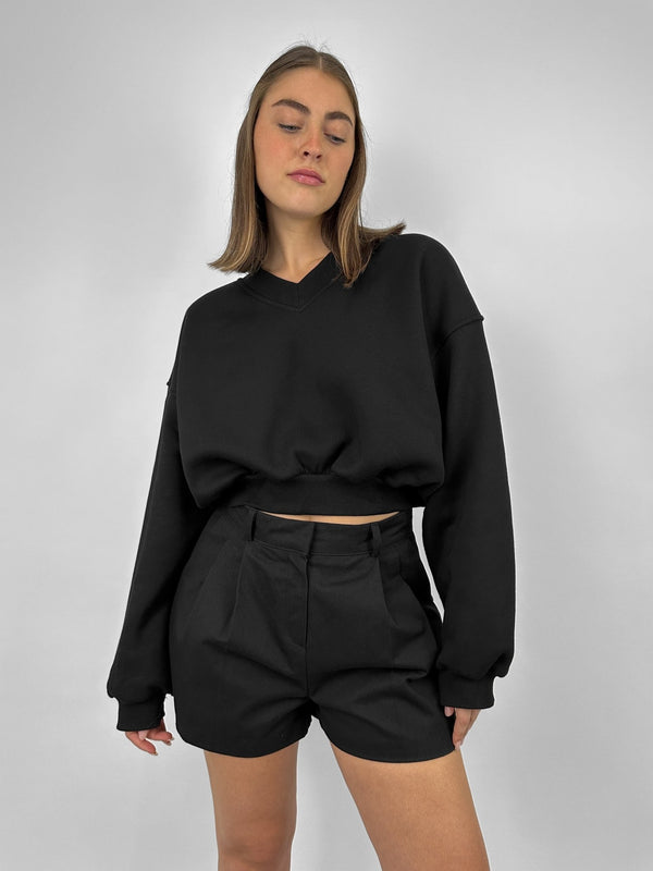 Cropped V Neck Sweatshirt - Vamp Official