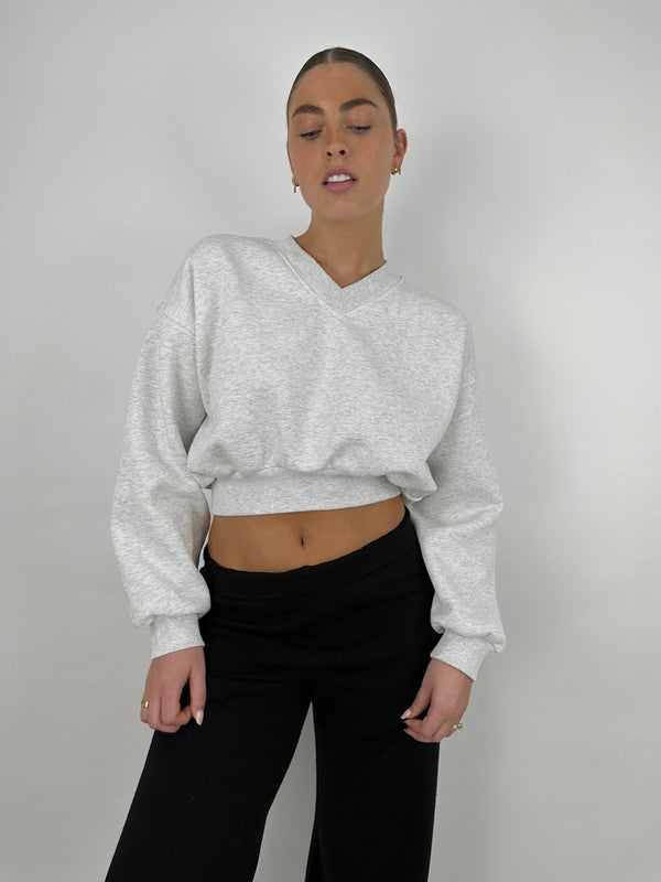 Cropped V Neck Sweatshirt - Vamp Official