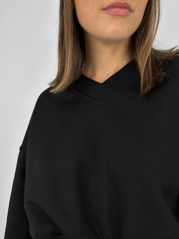 Cropped V Neck Sweatshirt - Vamp Official