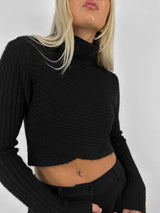 Cross Front Turtleneck Cropped Sweater - Vamp Official