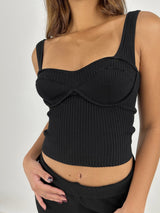 Cup Detail Ribbed Knit Tank - Vamp Official