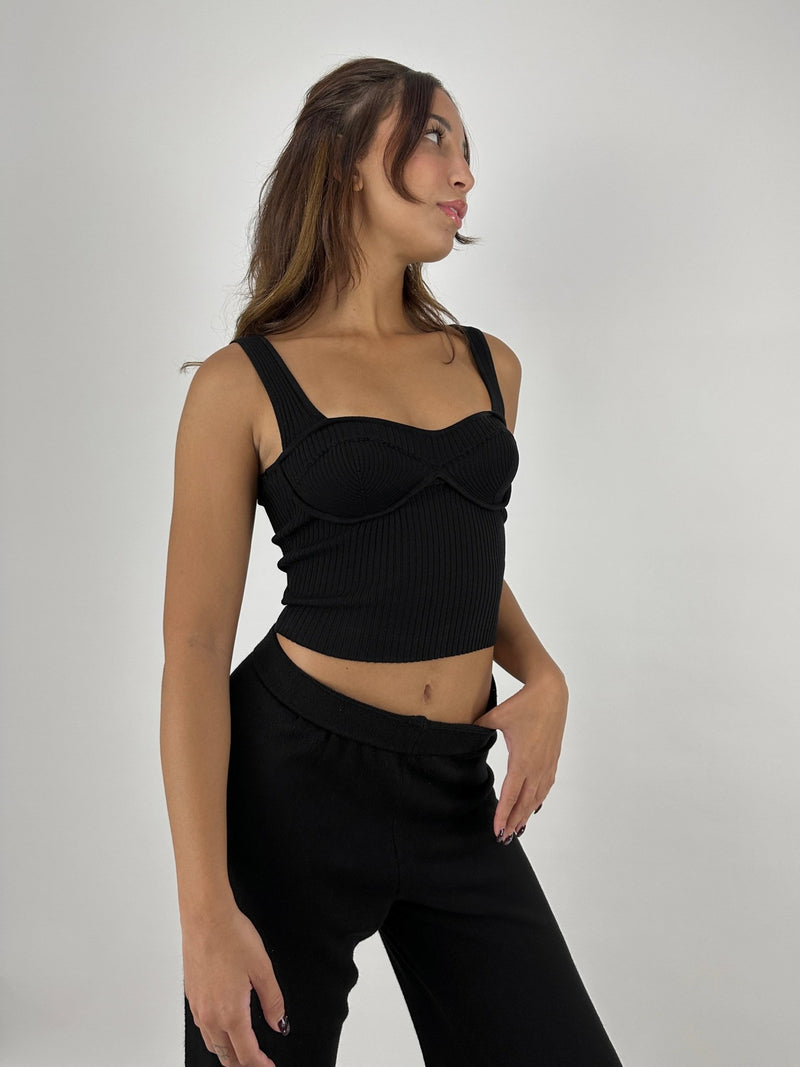 Cup Detail Ribbed Knit Tank - Vamp Official