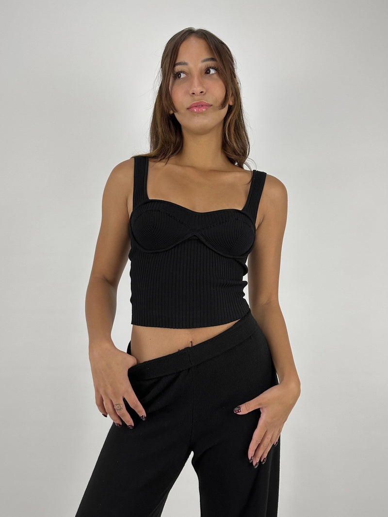 Cup Detail Ribbed Knit Tank - Vamp Official