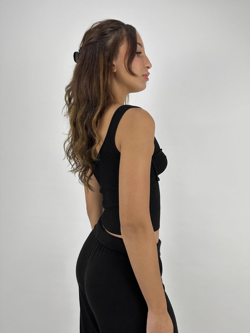 Cup Detail Ribbed Knit Tank - Vamp Official