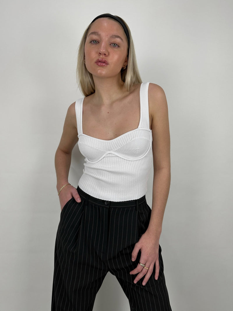 Cup Detail Ribbed Knit Tank - Vamp Official