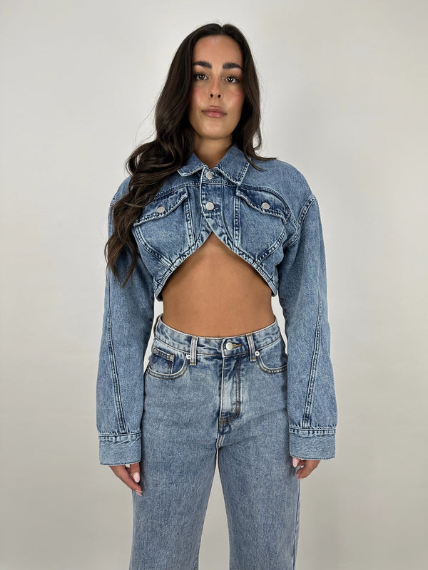 Denim Crop Shrug Jacket - Vamp Official