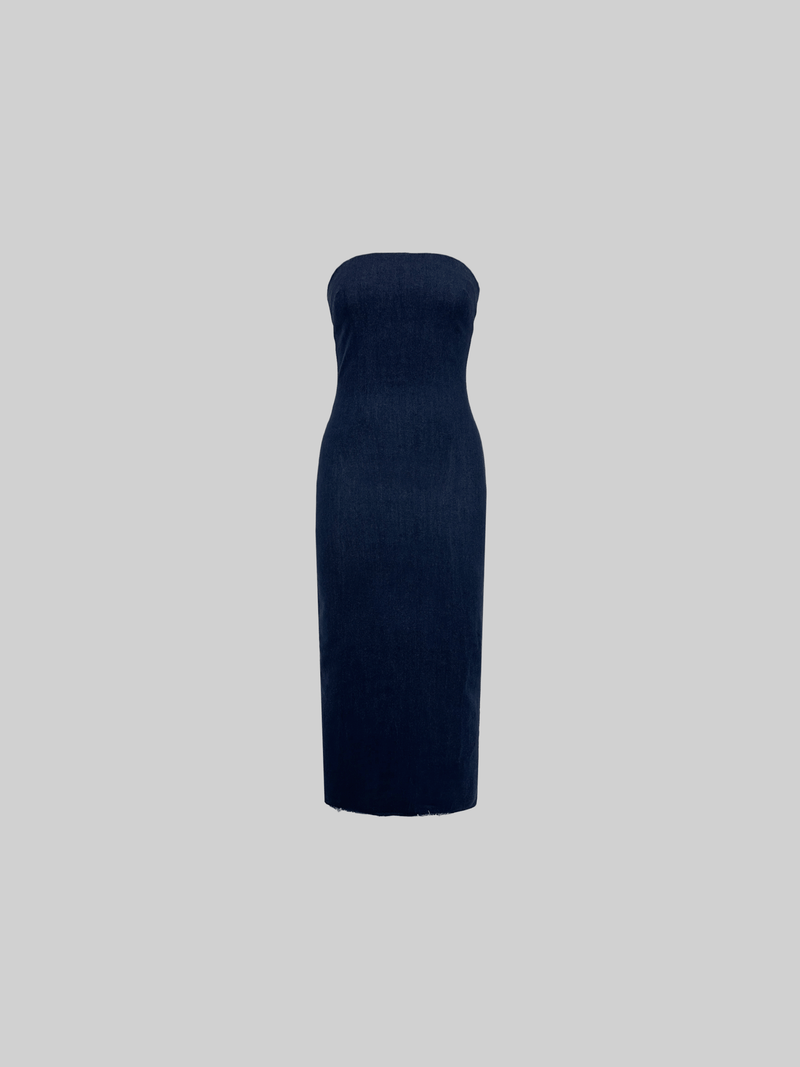 Denim Midi Tube Dress - Vamp Official