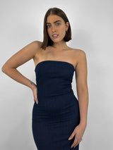 Denim Midi Tube Dress - Vamp Official