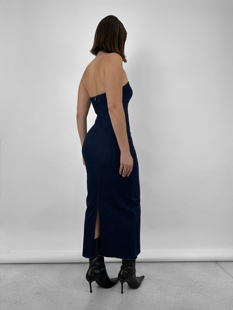 Denim Midi Tube Dress - Vamp Official