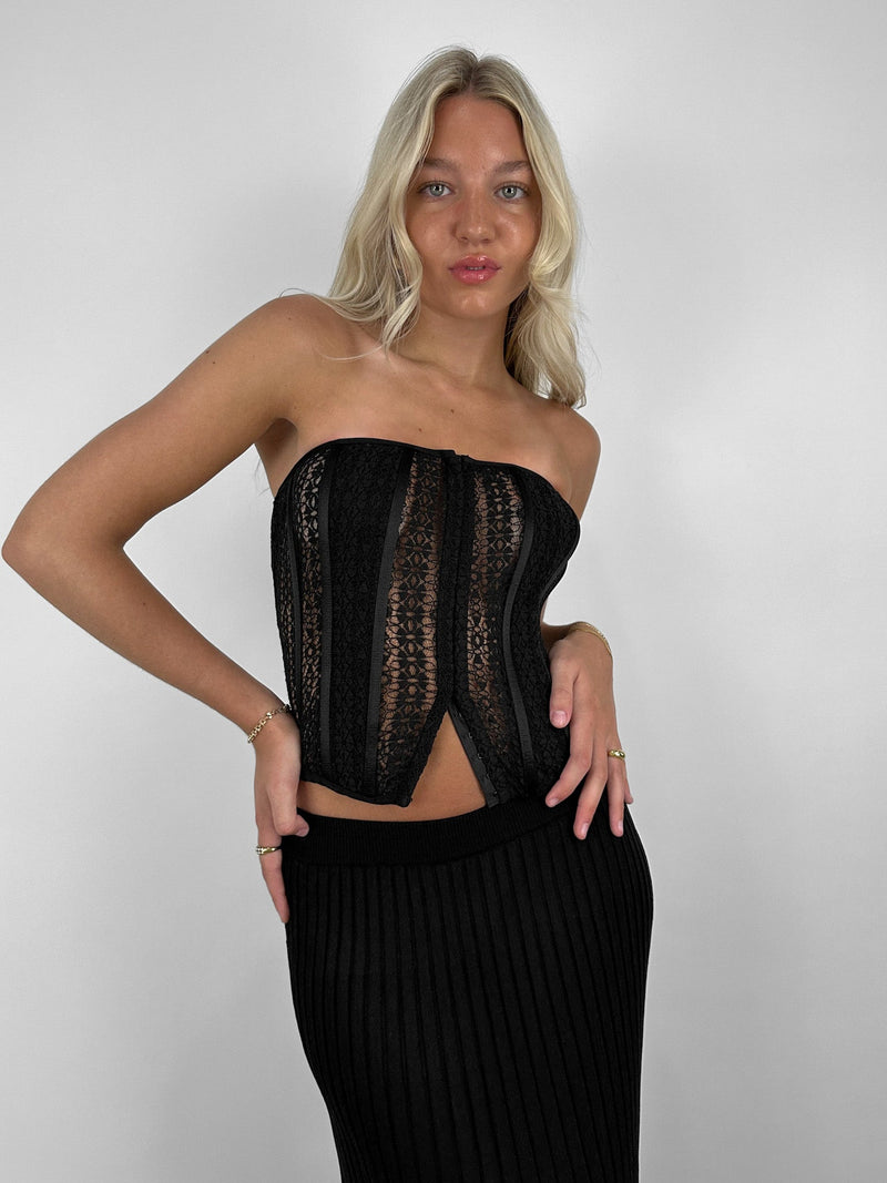 Ebony Moon Mesh Lace Corset - Vamp Official