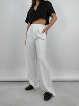 Essential Pinstripe Wide Leg Trousers - Vamp Official