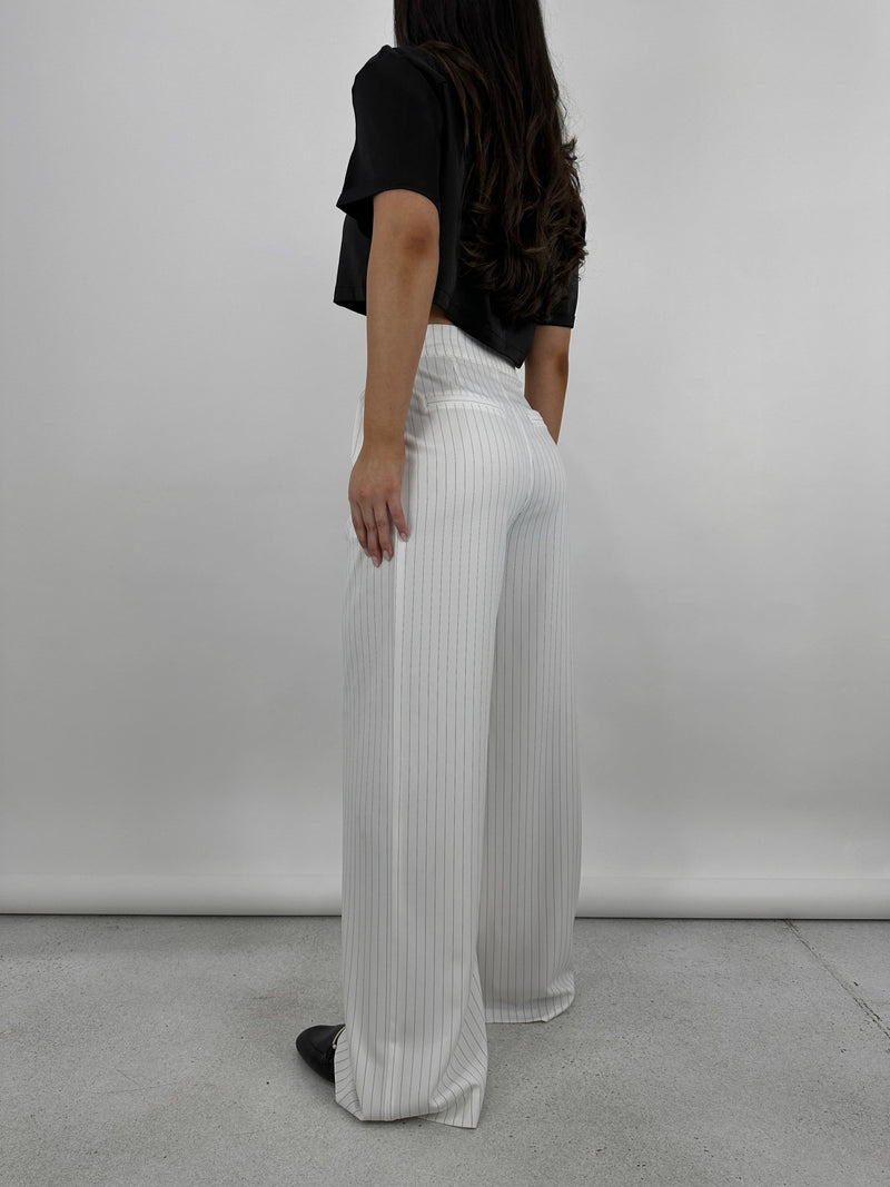 Essential Pinstripe Wide Leg Trousers - Vamp Official