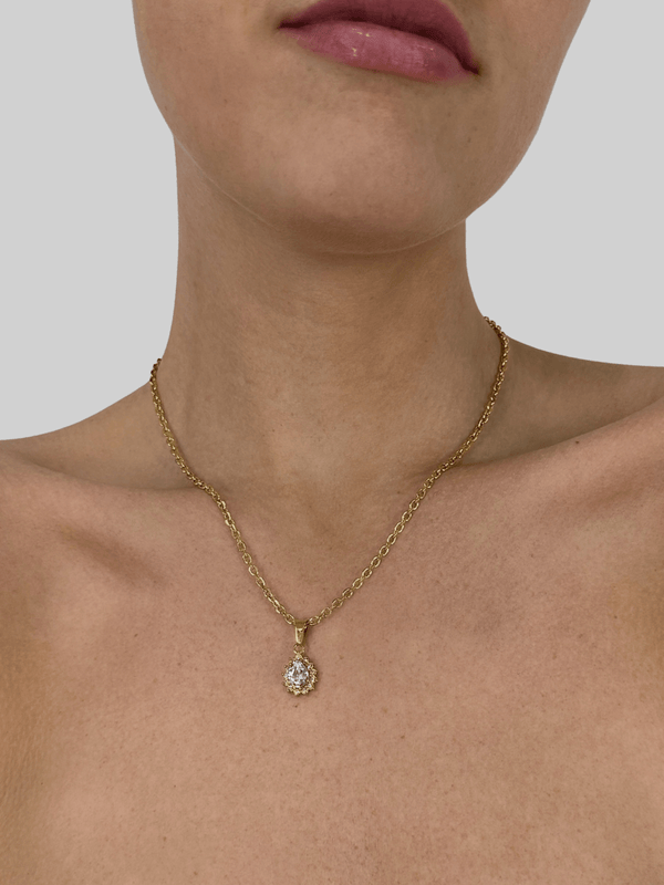Gemstone Halo Pendant Necklace - Vamp Official