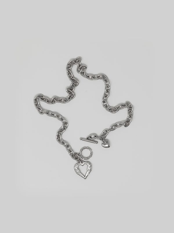Heart Charm Link Chain Necklace - Vamp Official