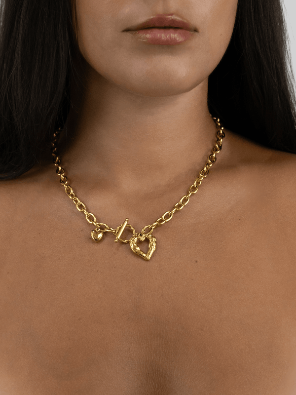 Heart Charm Link Chain Necklace - Vamp Official