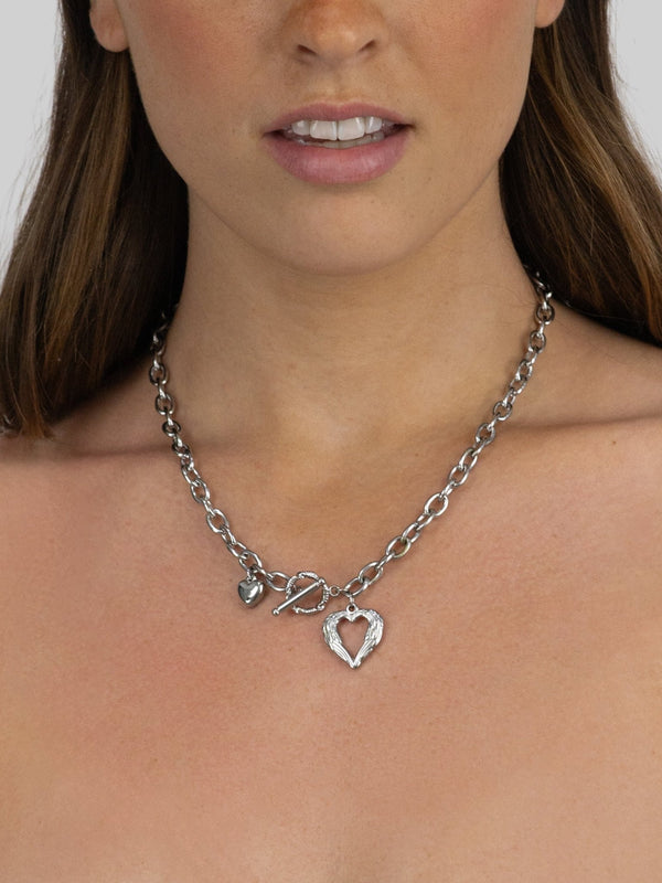 Heart Charm Link Chain Necklace - Vamp Official