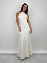 High Neck Overlapping Tie Midi Dress - Vamp Official