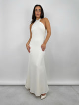 High Neck Overlapping Tie Midi Dress - Vamp Official