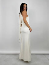 High Neck Overlapping Tie Midi Dress - Vamp Official
