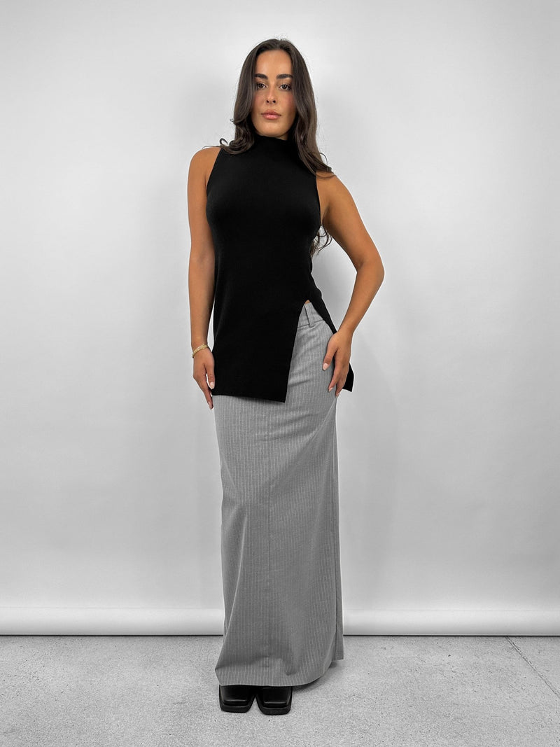 High Neck Side Slit Muscle Tank - Vamp Official