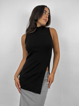 High Neck Side Slit Muscle Tank - Vamp Official