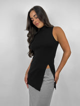 High Neck Side Slit Muscle Tank - Vamp Official
