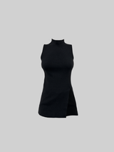 High Neck Side Slit Muscle Tank - Vamp Official