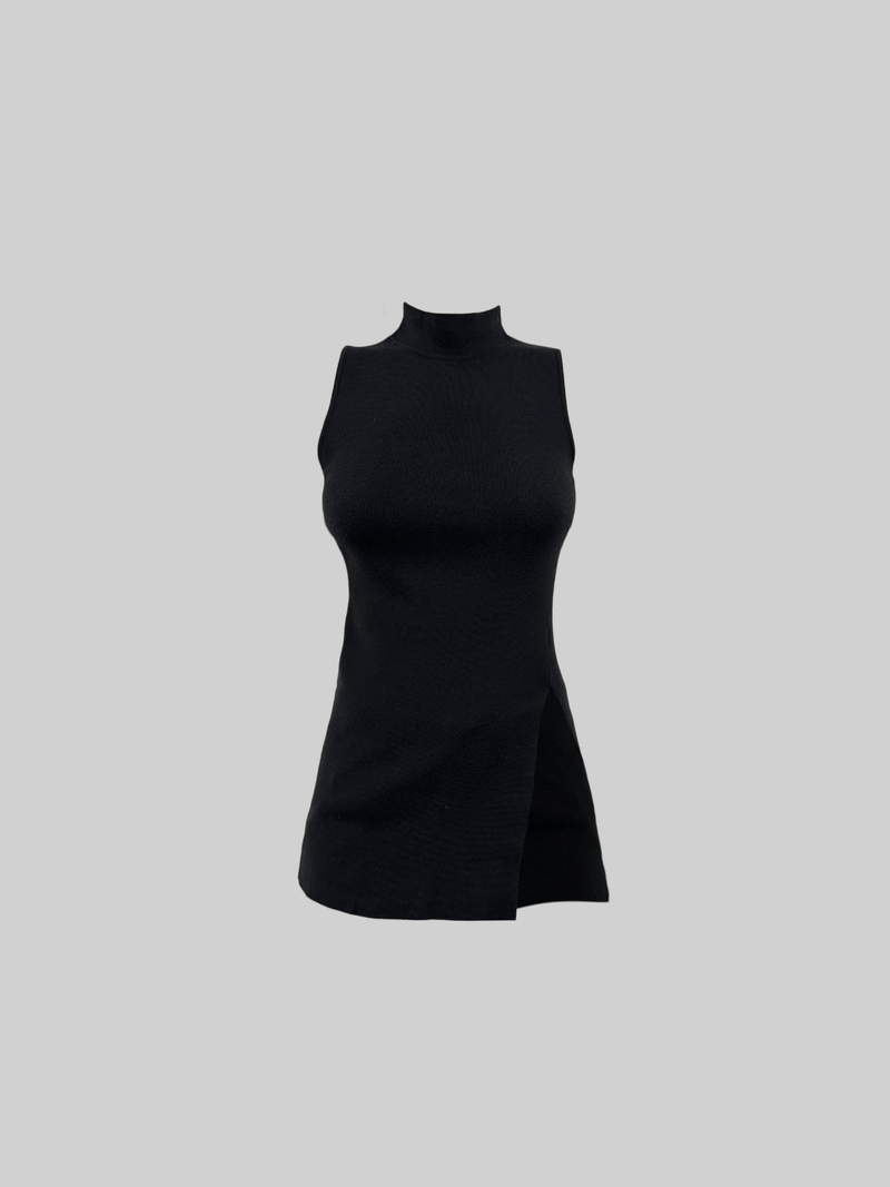 High Neck Side Slit Muscle Tank - Vamp Official