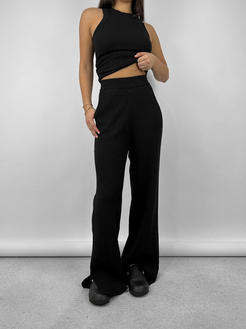 High Rise Cable Knit Pants Vamp Official