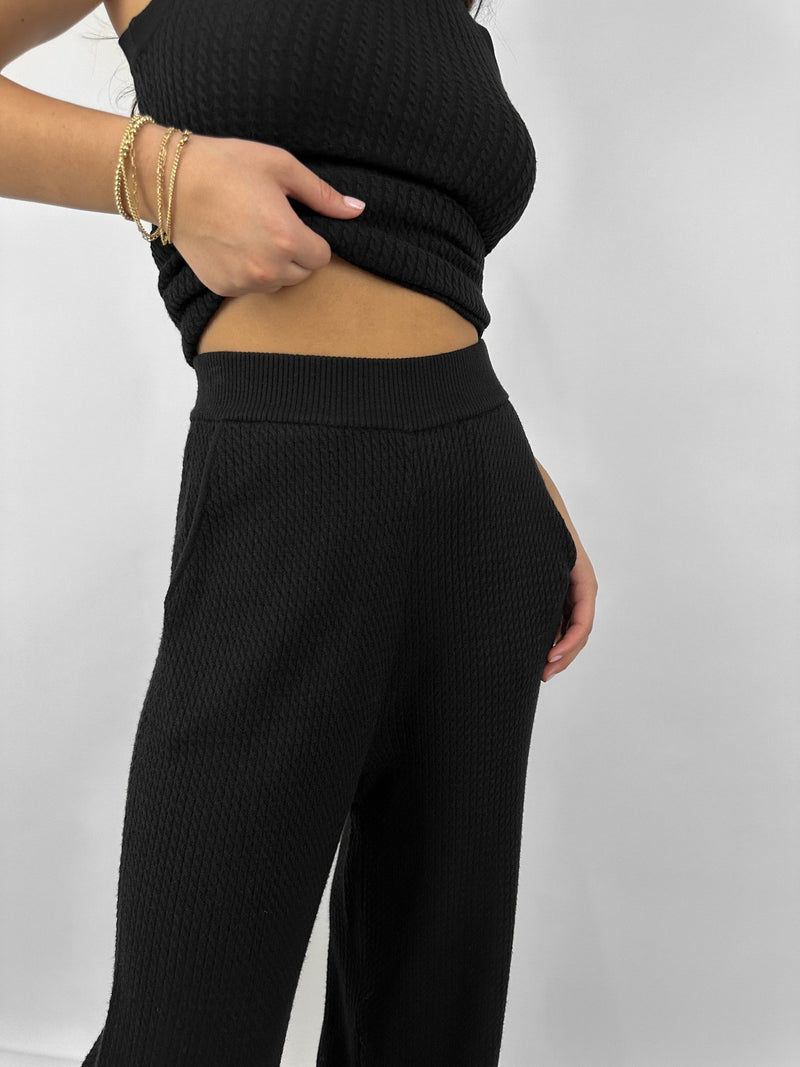 High Rise Cable Knit Pants - Vamp Official