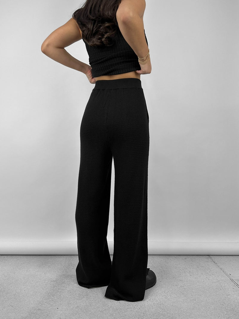 High Rise Cable Knit Pants - Vamp Official