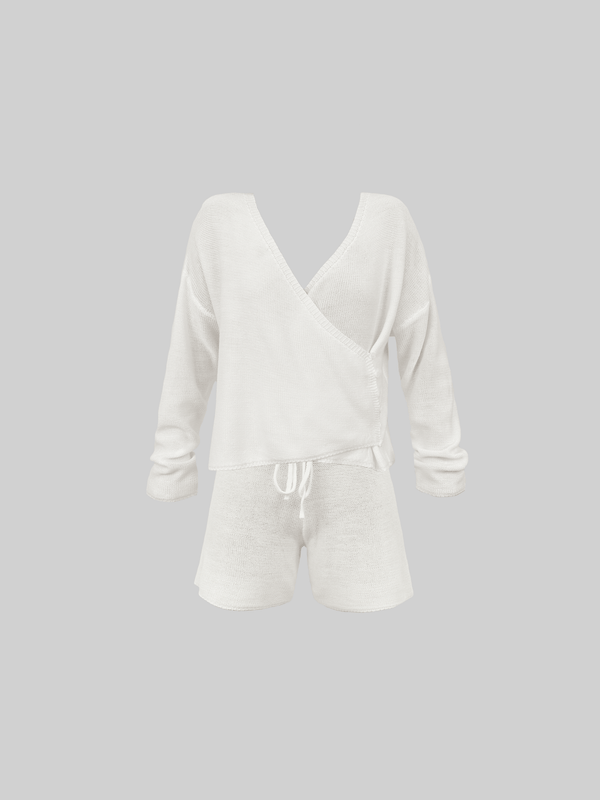 Knit Wrap Sweater & Short Set - Vamp Official