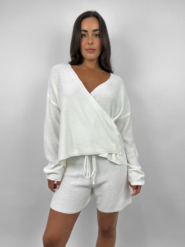 Knit Wrap Sweater & Short Set - Vamp Official
