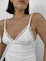 Lace Trim V Neck Tank - Vamp Official