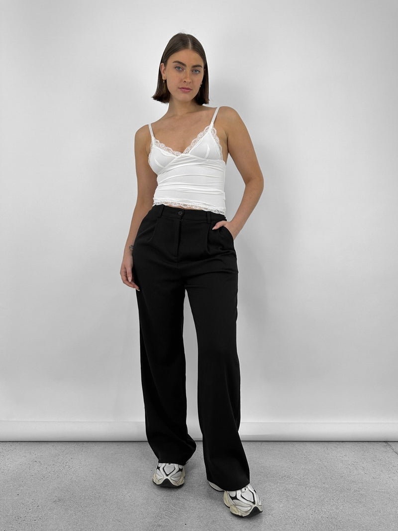 Lace Trim V Neck Tank - Vamp Official