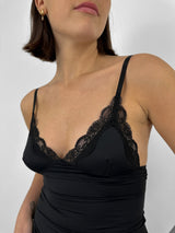Lace Trim V Neck Tank - Vamp Official