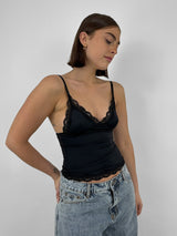 Lace Trim V Neck Tank - Vamp Official
