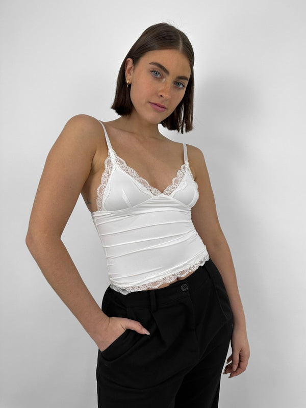 Lace Trim V Neck Tank - Vamp Official